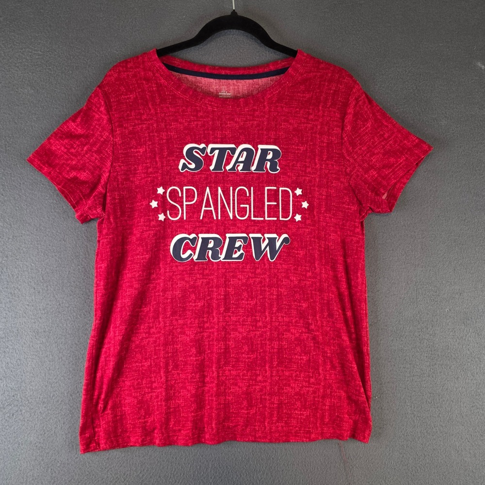 Way to Celebrate Patriotic Star Spangled Crew Red Graphic T-Shirt Small 4-6